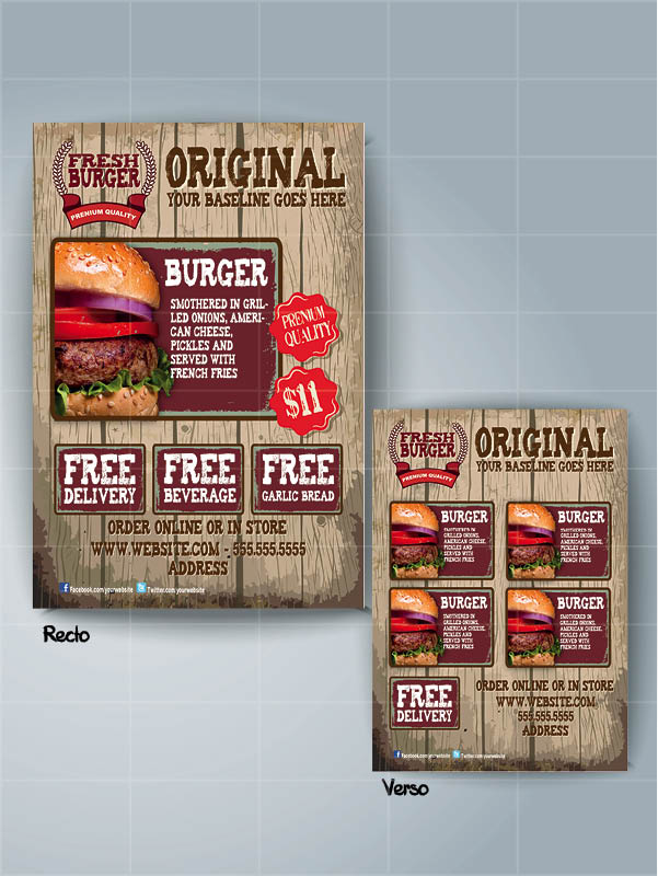 Modèle de flyer pour burger Old western