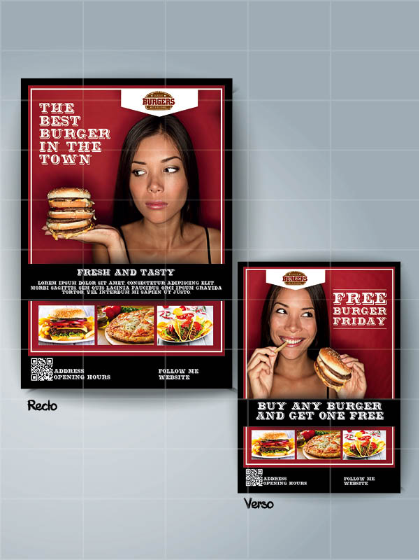 Modèle de flyer pour burger restaurant